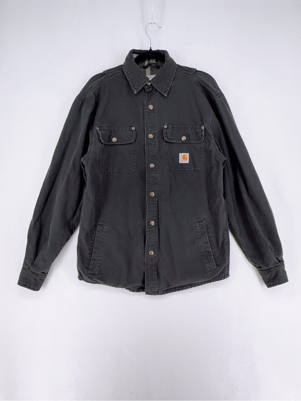 Carhartt Vintage Workwear Jacket Mens Black Button Up Canvas Chore Coat size S